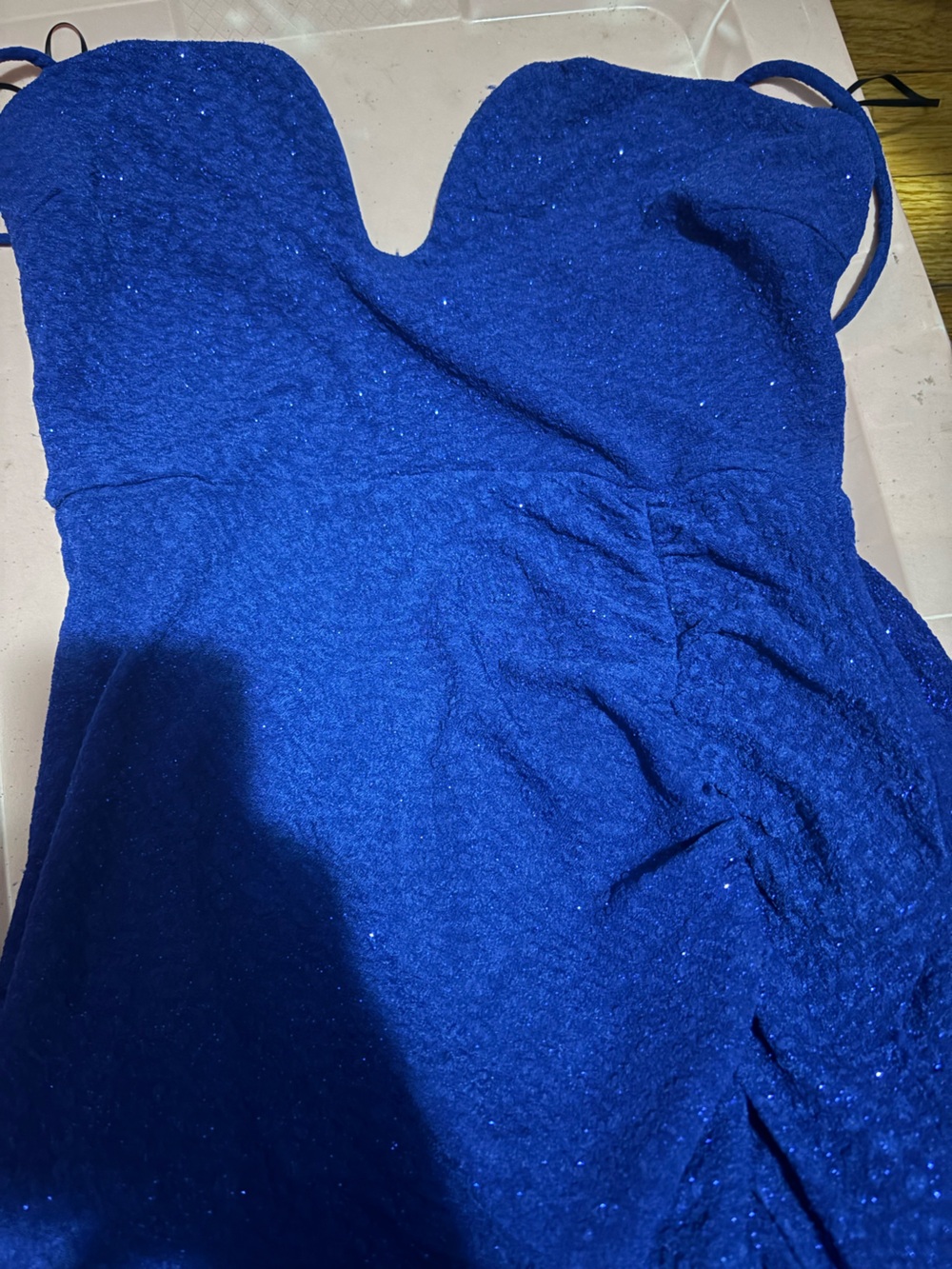Strap Royal Blue Sparkle Dress long with slit